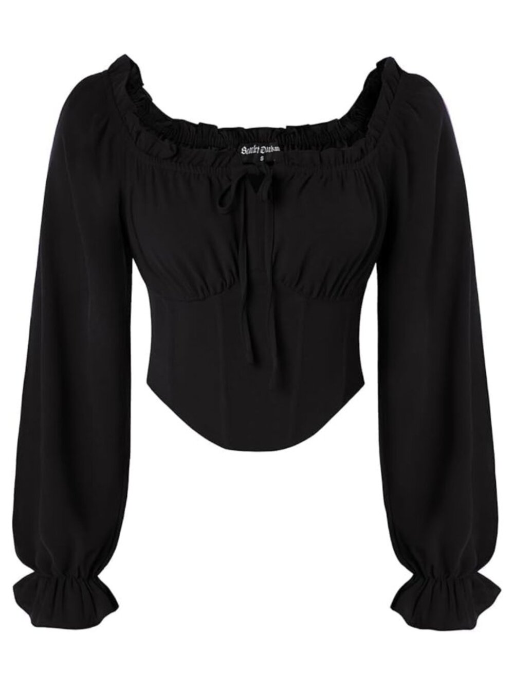Renaissance Corset Top Off Shoulder Long Sleeve Blouse Peasant Crop Top